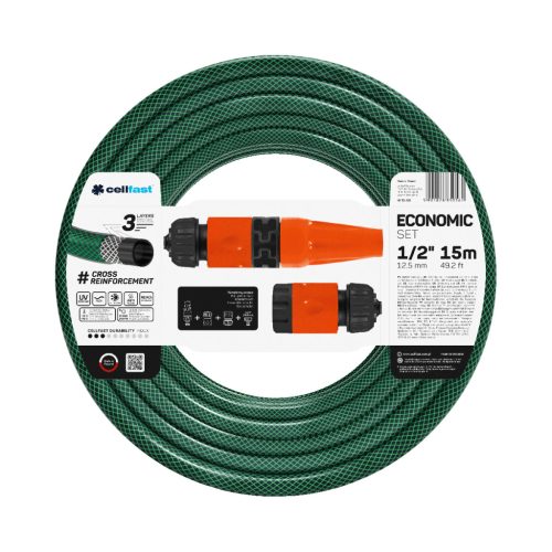 CELLFAST Locsolótömlő 3 rétegű ECONOMIC SET 1/2" 15 m